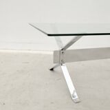 Table basse en chrome et verre, 1970