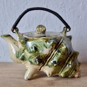 Service à thé vintage en céramique vernissée - forme de conques ou coquillages