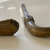 Brass door handles and plates
