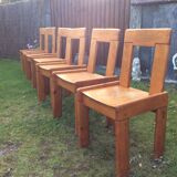 Set of 6 vintage chairs in solid pine.