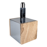 Travertine Marble and Chrome Table Lamp, 1960s