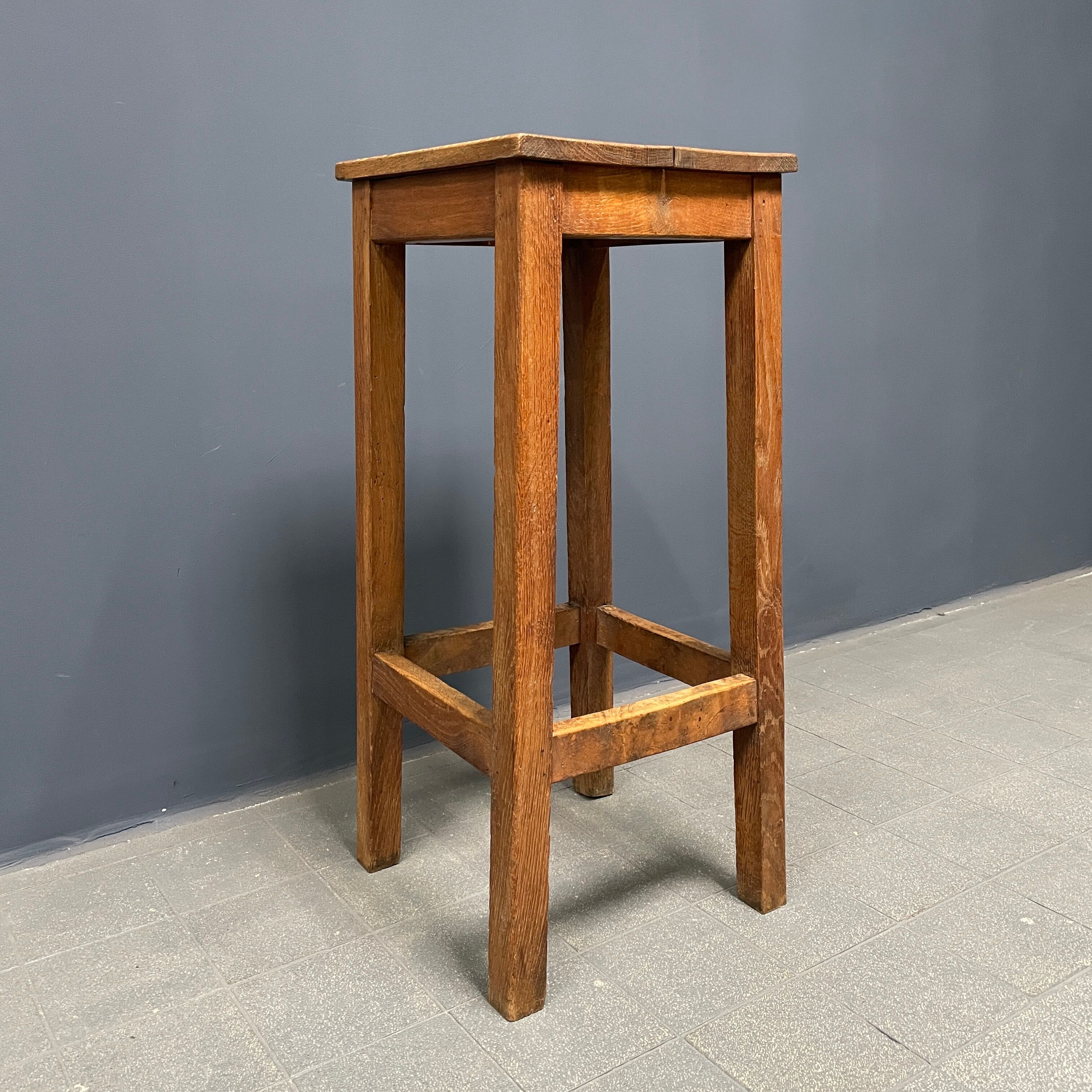 High oak stool from France