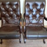 Pair of leather chesterfiel armchairs