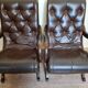 Pair of leather chesterfiel armchairs