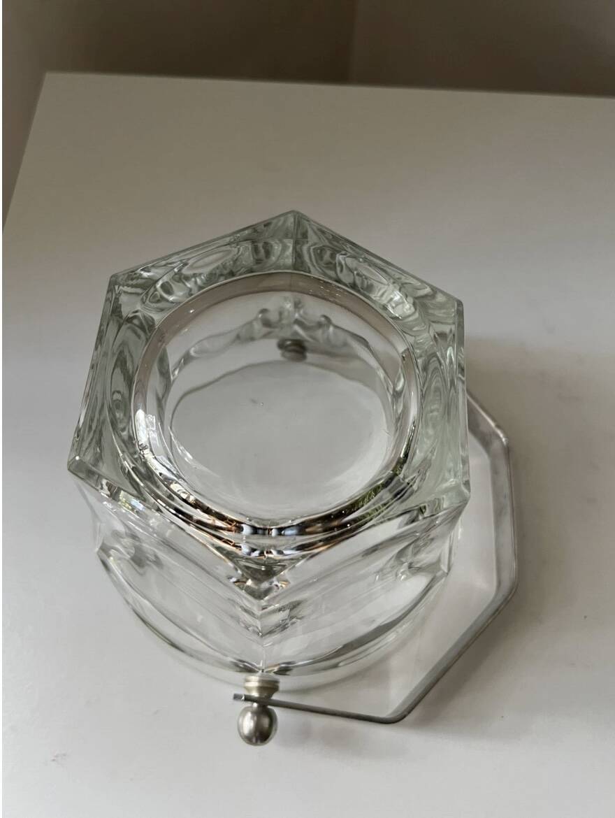 Vintage Italian crystal and silver metal ice bucket