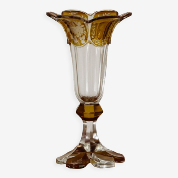 Vase cornet en cristal de Bohème