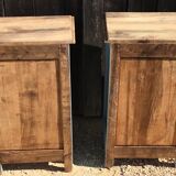 Pair of walnut bedsides from the 1950s patinated in lectoure blue