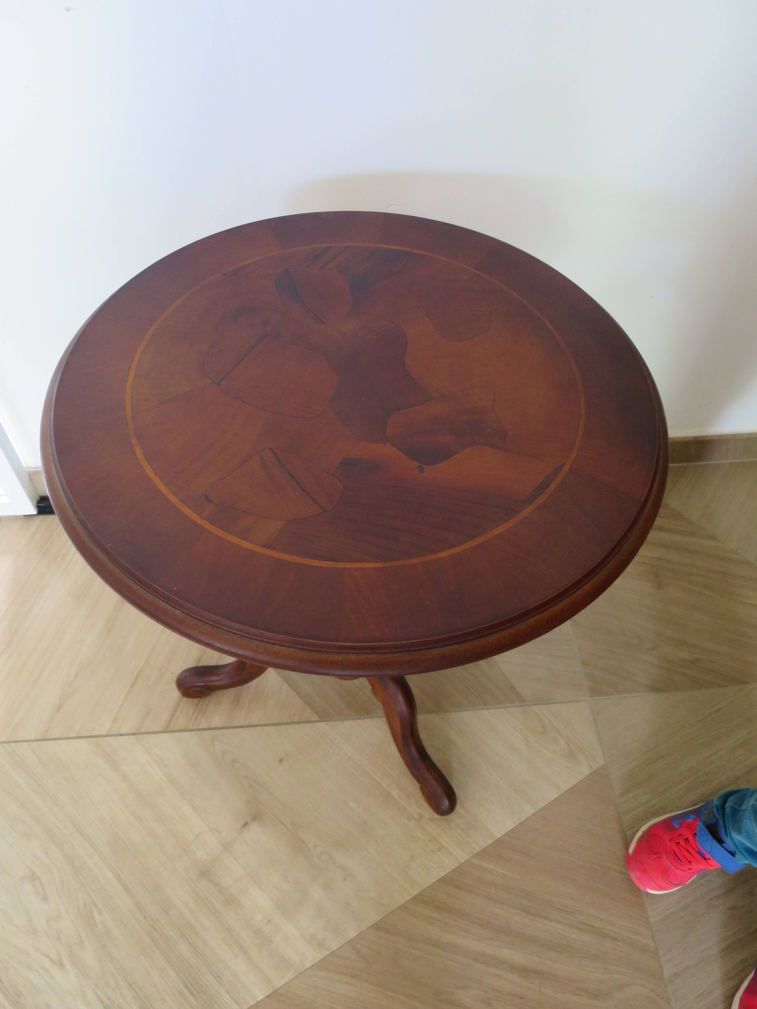 Side table - Tripod pedestal table - marquetry - Louis Philippe - mahogany stain