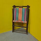 Chaise de plage française en bois de la 1ère moitié du 20ème siècle