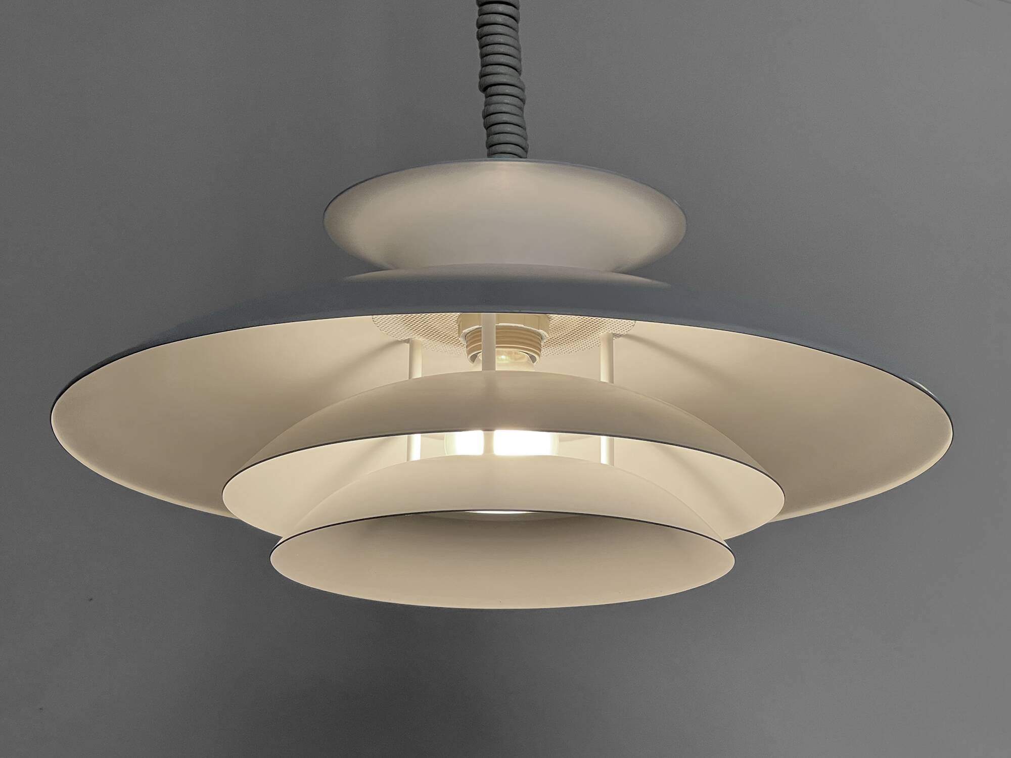 Large layered pendant light by Frandsen lighting. Denmark 1970s