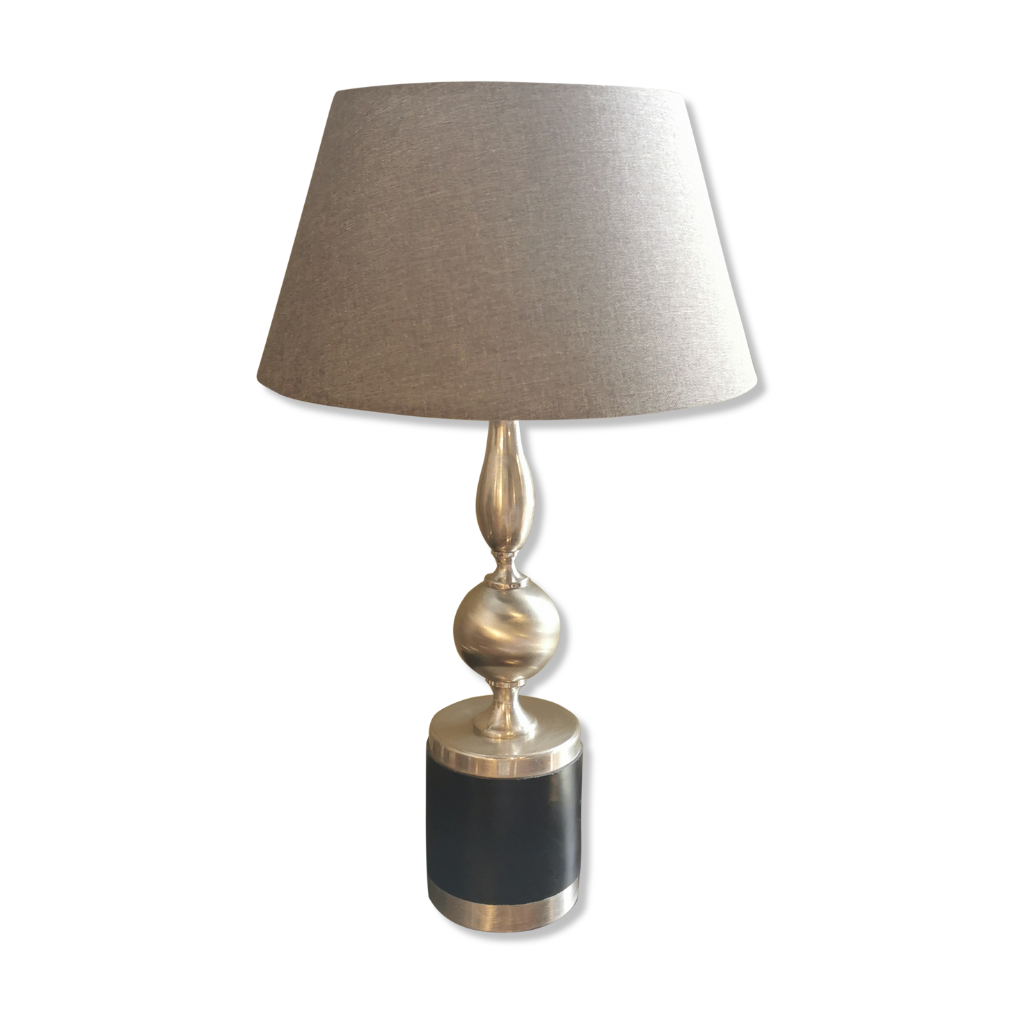 Vintage lamp 70 steel and leather