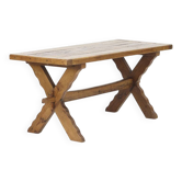 Rustic Oak Brutalist Vintage Dining Table