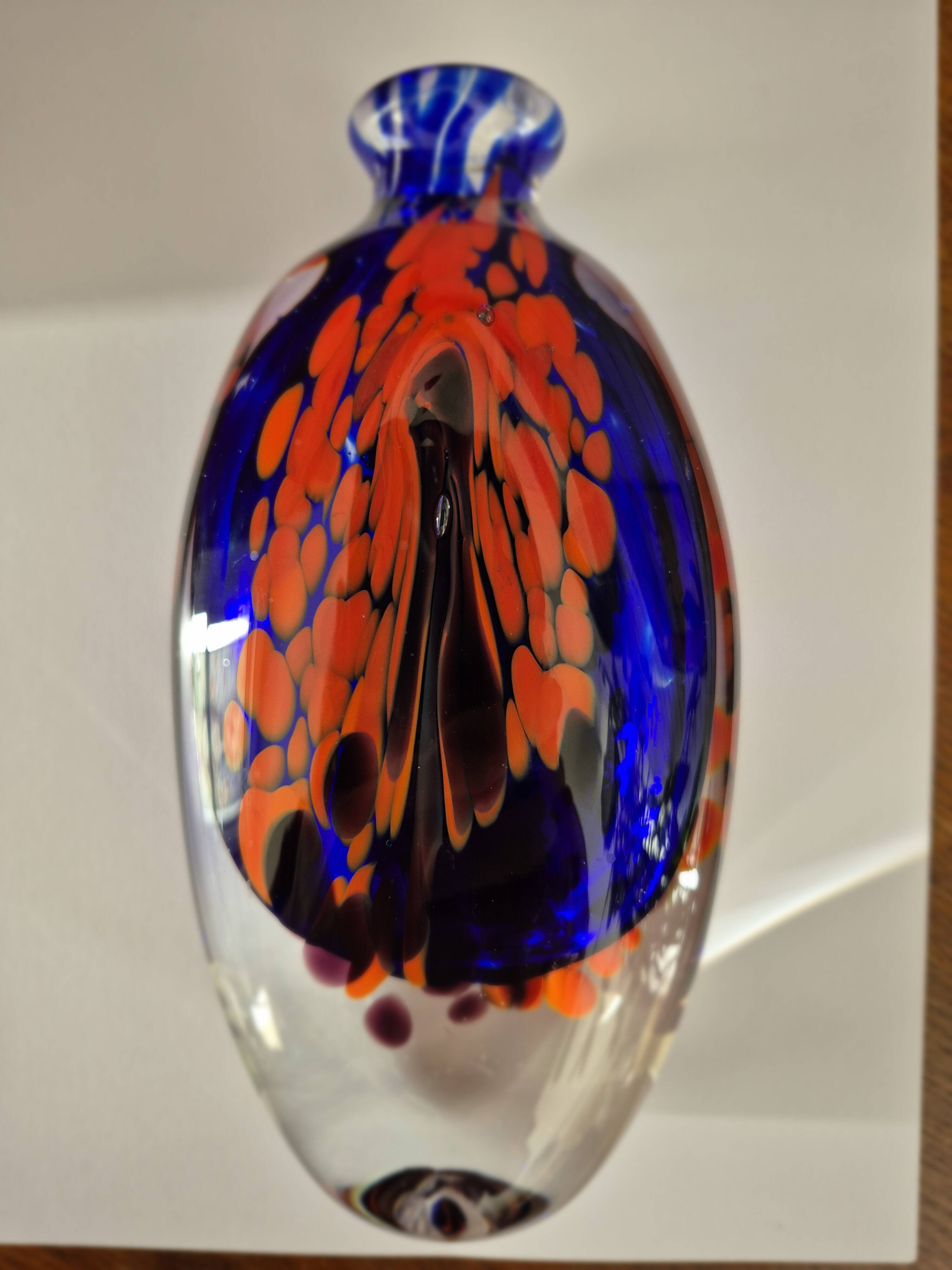 Blown glass bottle signed GAMBIER 1993