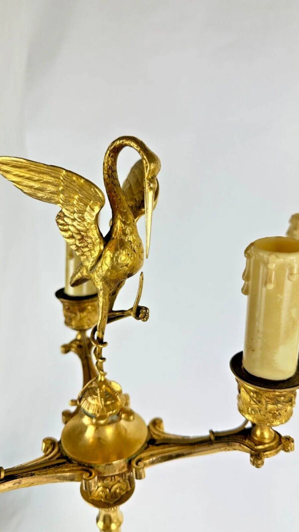 Barbedienne (attributed to), pair of candelabra with storks
