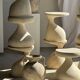 Large cream vase with double spiral handles in antique style, made of terracotta, H42 D3.