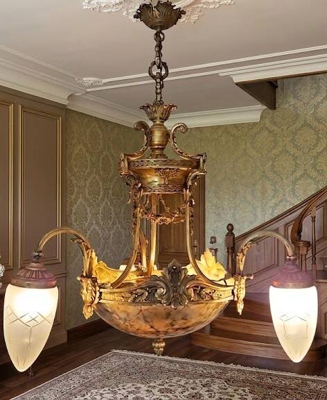 lustrous gold bronze and alabaster