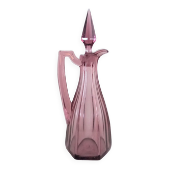 Huilier/vinaigrier en verre mauve