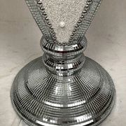 Small wooden pedestal table entirely covered with mirror mosaic