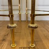 Table basse tripartite en laiton et verre