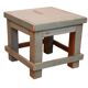 Antique Burmese teak bedside table with original blue patina