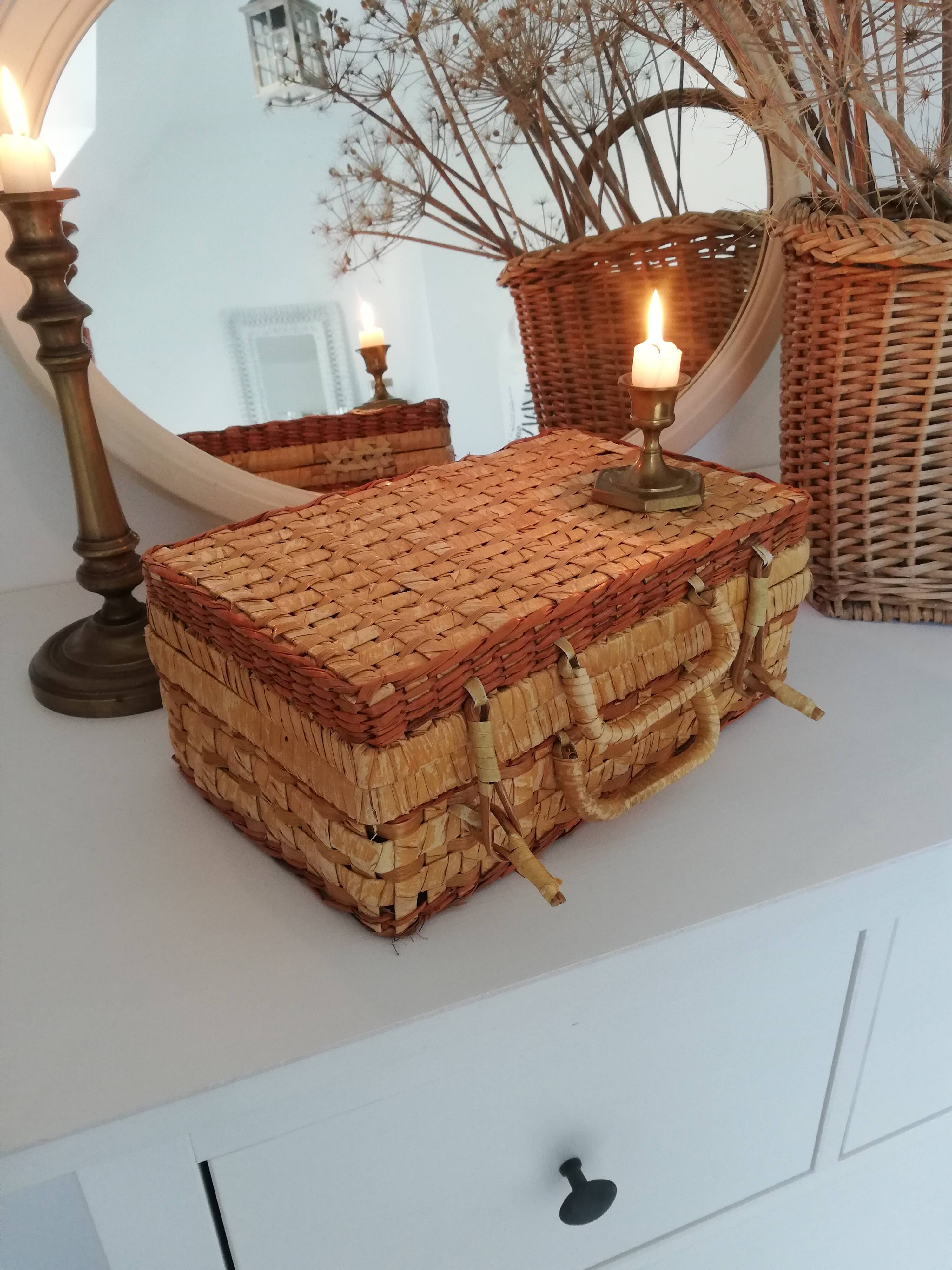 Vintage wicker suitcase