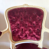 Pair of Louis XV style upholstered velvet armchairs