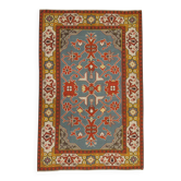 Tapis Kilim anatolien ancien, tapis tissé plat à motifs floraux turquoise, 133 x 200 cm