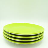 Set of 4 green ceramic plates