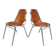 Vintage Italian design Les Arcs chairs camel leather Charlotte Perriand for Dal Vera 1970s