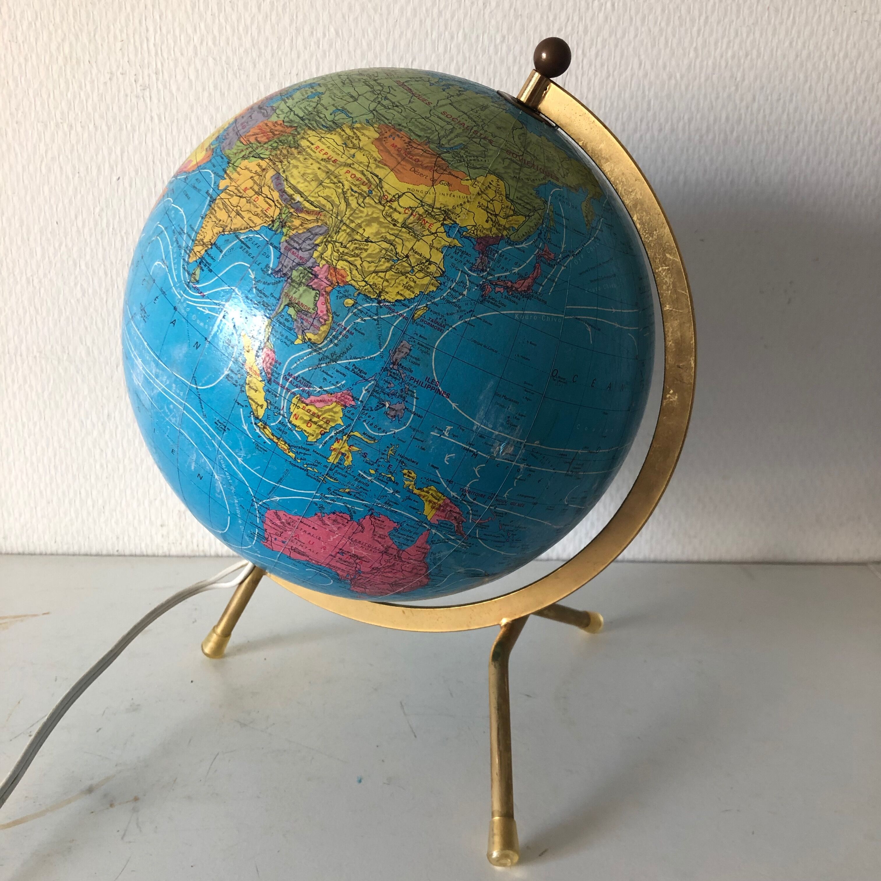 Glass globe tripod 28cm, Taride vintage, 1971