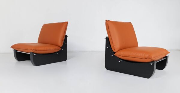 Paire de fauteuils par Guiseppe Munari, Italie, années 1970 - Nouvelle tapisserie