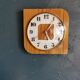Vintage formica clock square silent wall pendulum "Jaz white wood"