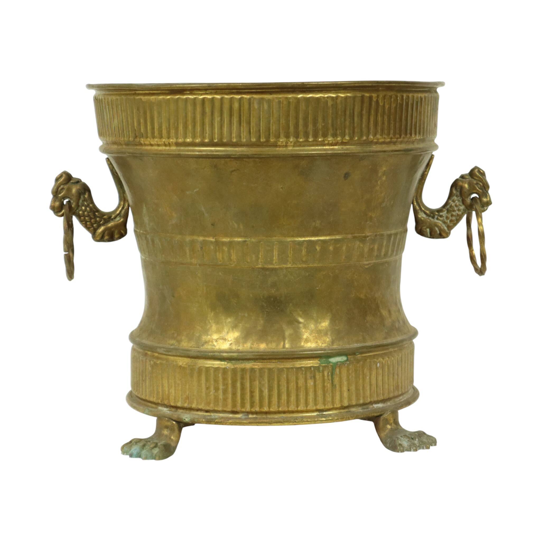 Old Brass Flower Pot Jardinière Mécap Belgium