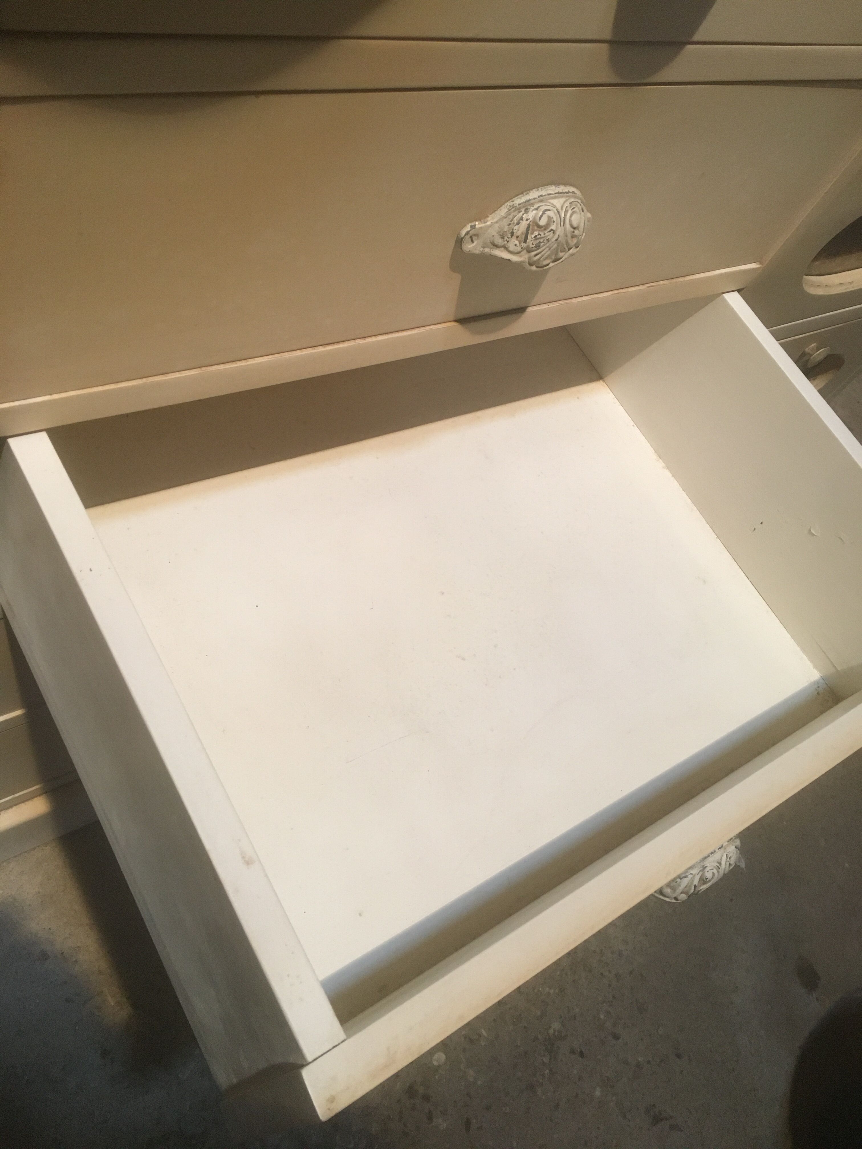 White patinated pine grain cabinet