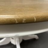 White extendable round dining table, 6/8 place settings