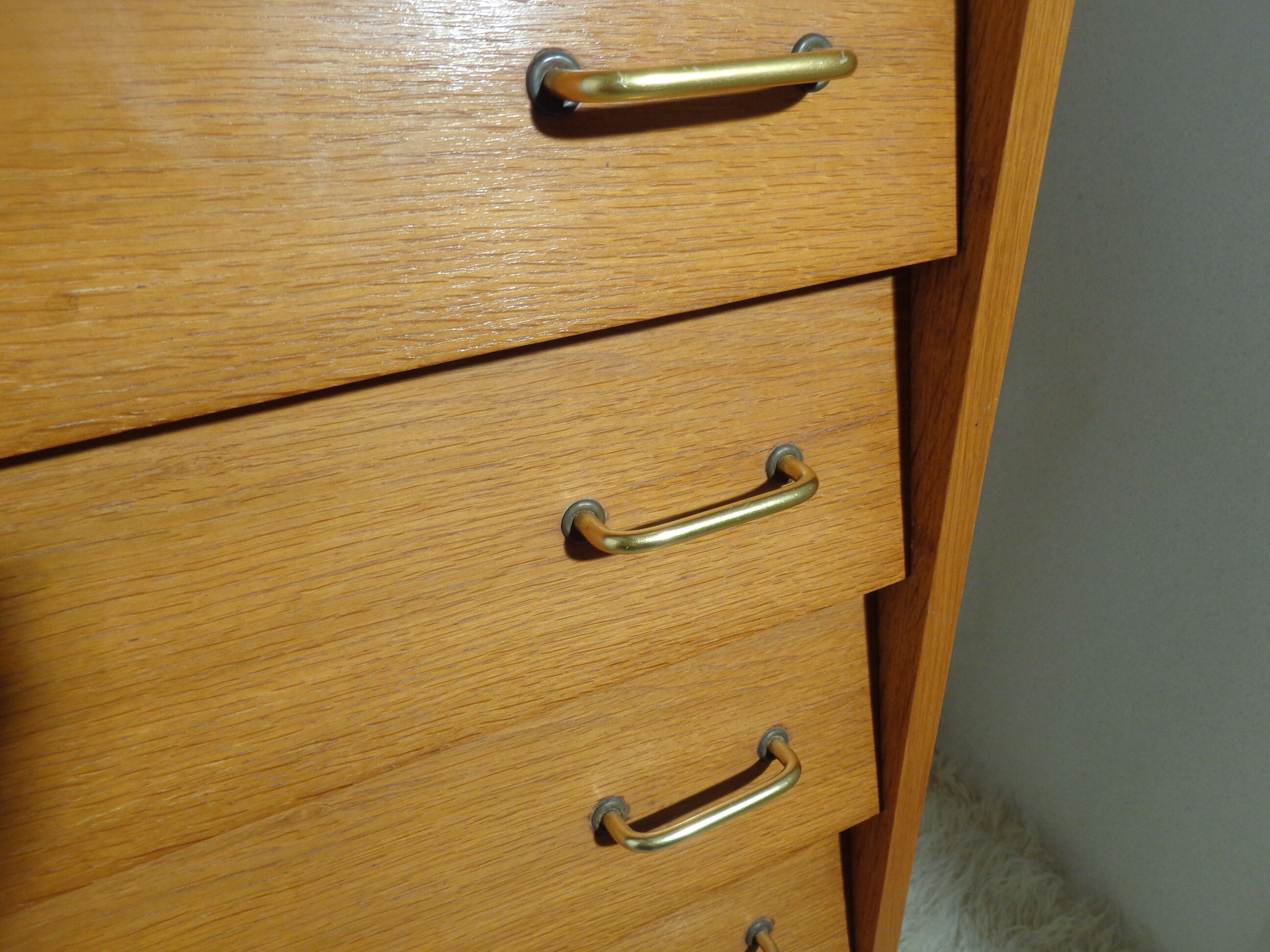 Chest of drawers vintage rag maker from the 60s light wood