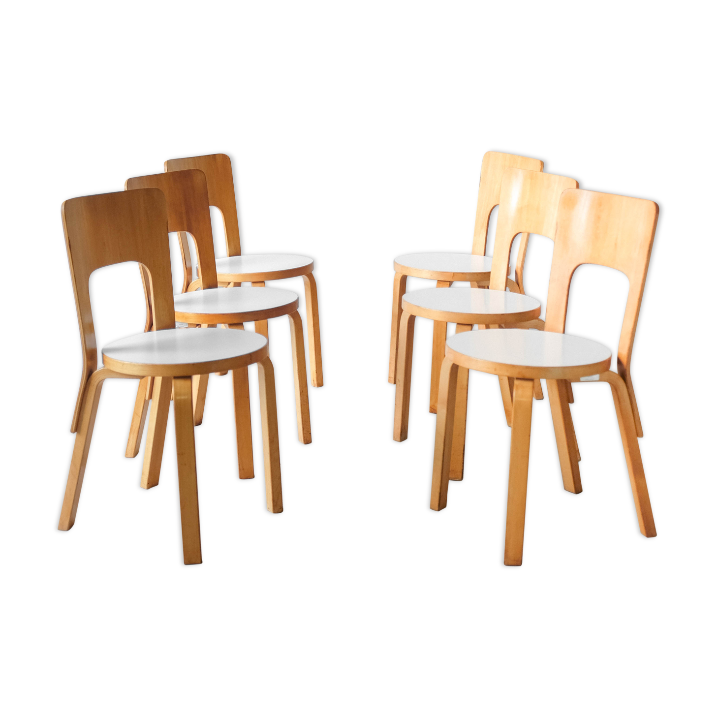 Set of 6 chairs model 66 by Alvar Aalto for Artek