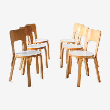 Set of 6 chairs model 66 by Alvar Aalto for Artek