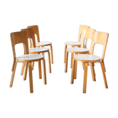 Set of 6 chairs model 66 by Alvar Aalto for Artek