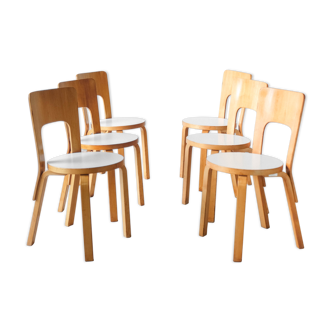 Set of 6 chairs model 66 by Alvar Aalto for Artek