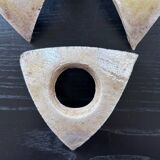 Set of 3 egg cups signed in raku