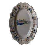 Plat ancien en faïence de Malicorne par Béatrix Pouplard fin XIX ème