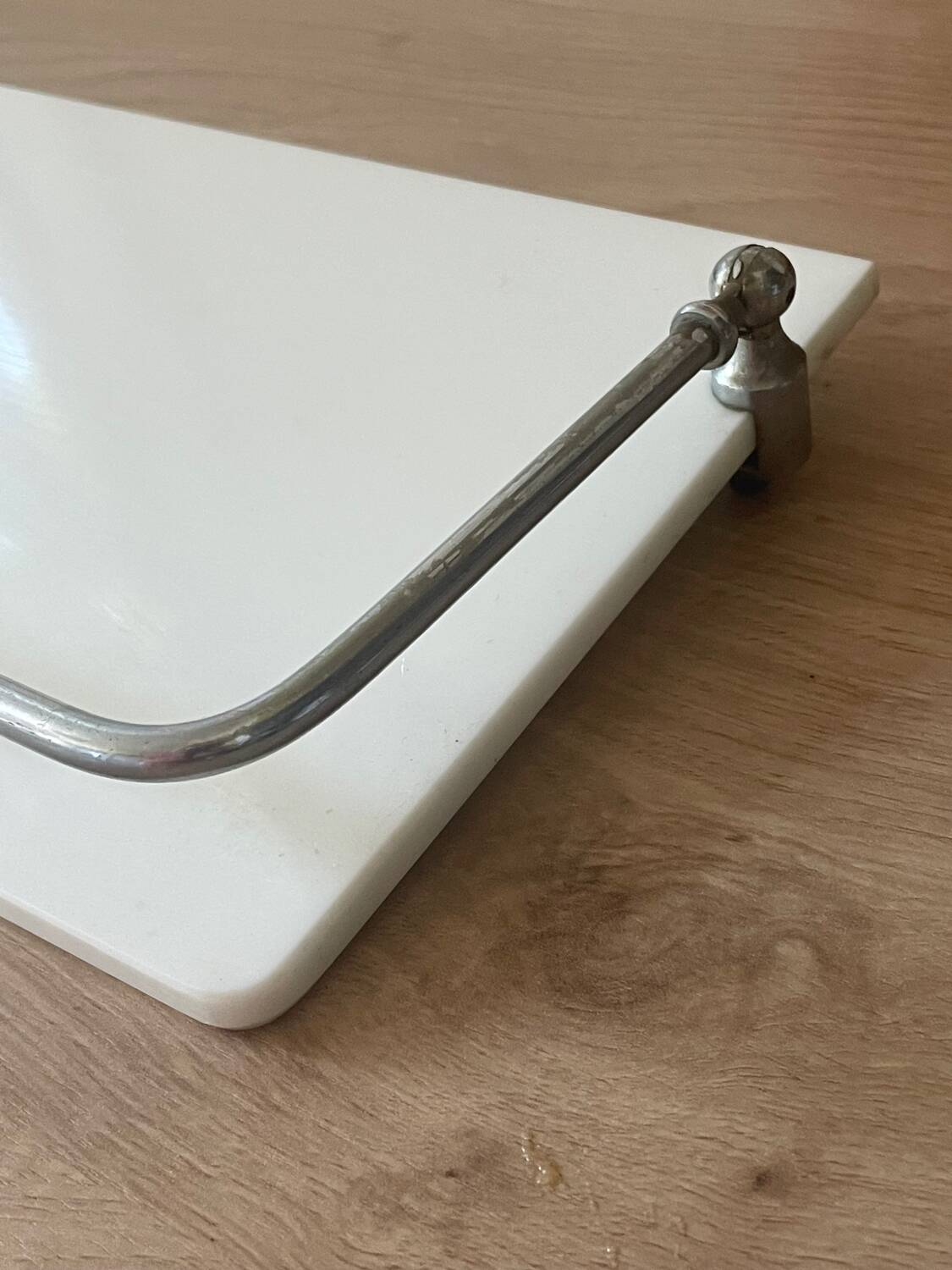 White glass and chrome wall shelf 60cm