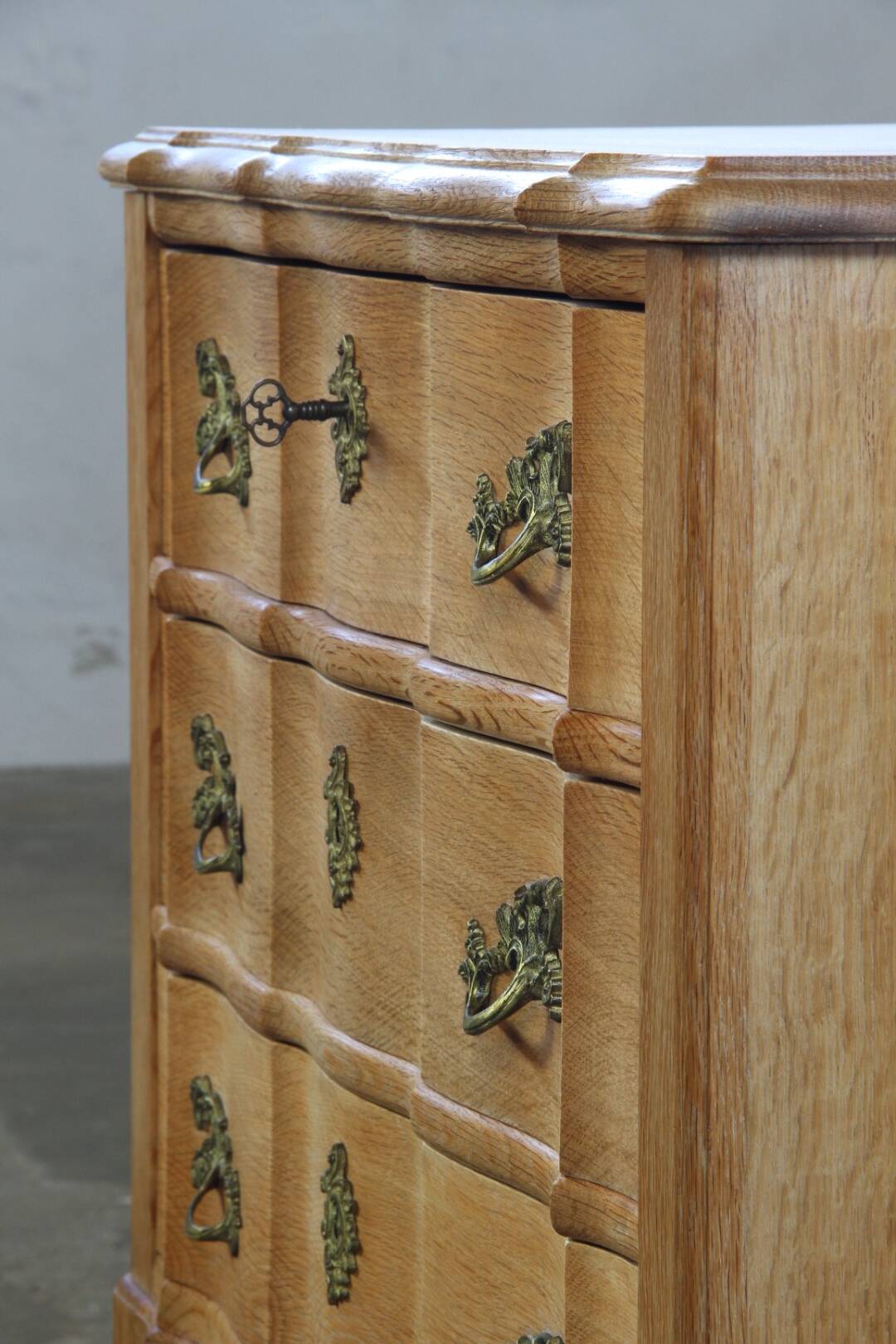 Vintage Mid-Century Danish Oak Baroque/Rococo style Commode
