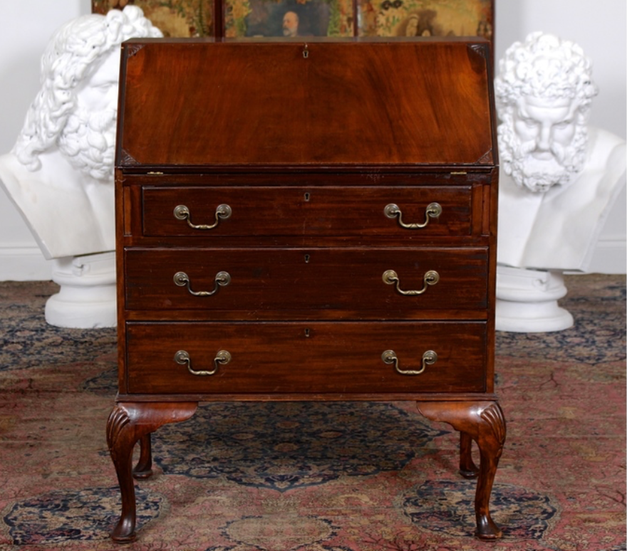 Antique Edwardian carved mahogany desk