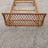 Vintage rattan daybed in basket shape - 1950s