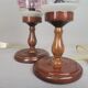 Portuguese Farmhouse rustic wooden table lamps with torch glass shades, 1970s, Set of 2
