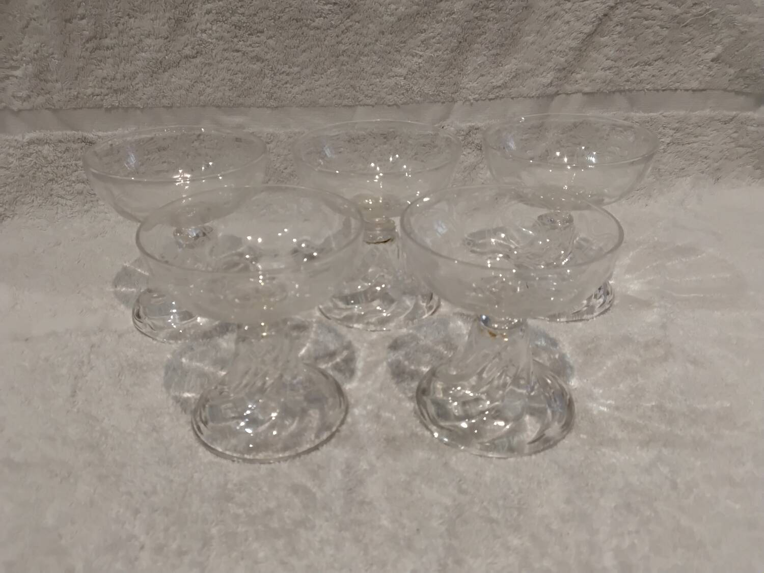 5 crystal champagne glasses, Saint Louis Cluny Graves, 12cl, pre-1936