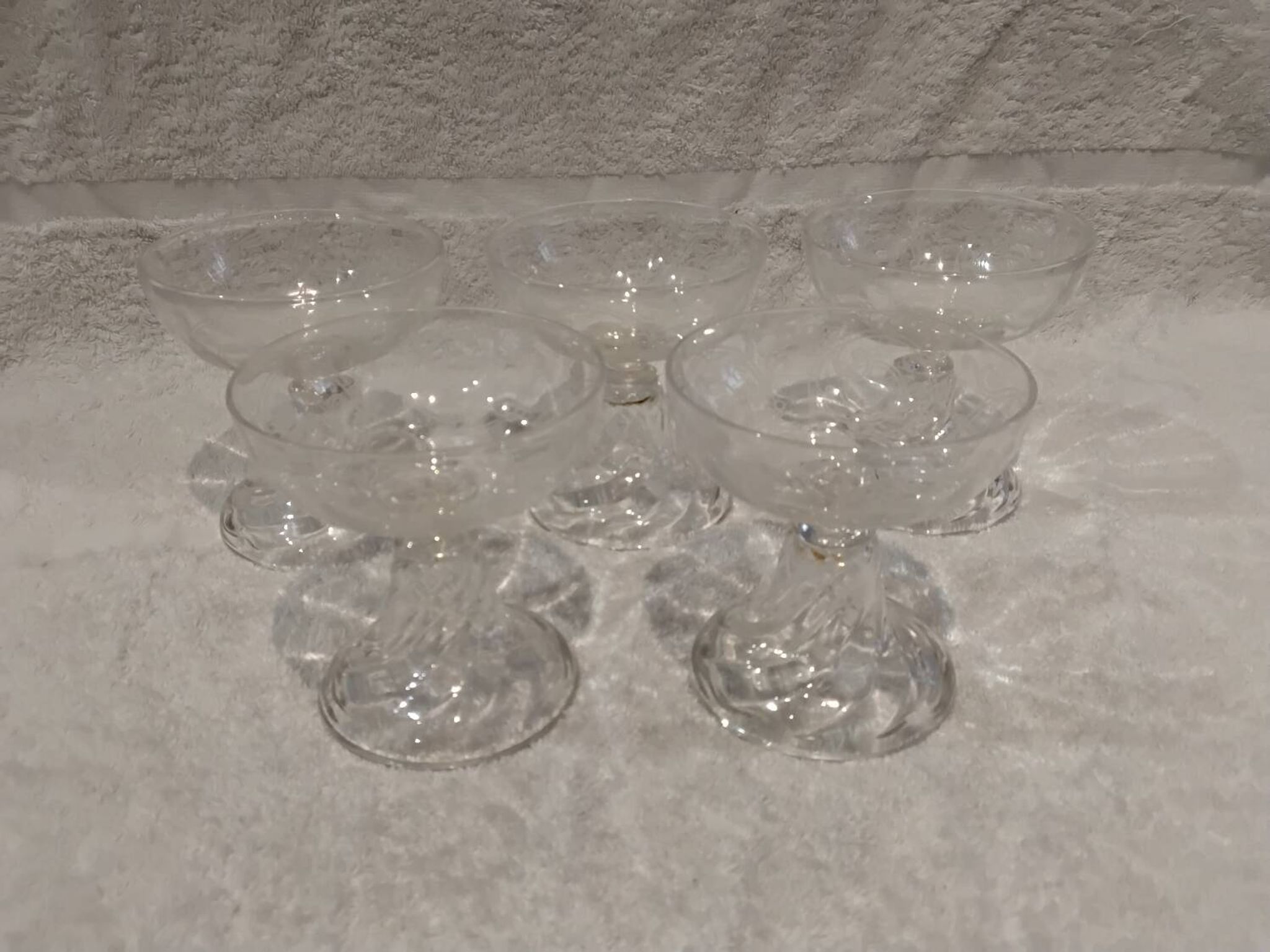 5 crystal champagne glasses, Saint Louis Cluny Graves, 12cl, pre-1936
