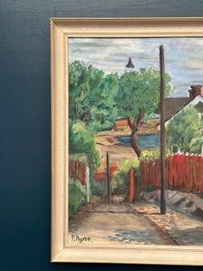 Original Swedish Oil on Canvas – “Village” by P. Agne – Signed – Vintage & Framed